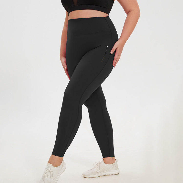 Plus Size High Waist Peach Pants Stretch Tight Yoga Sports Running Cropped Pants No Embarrassment Nude Feel Fitness Pants for Women
