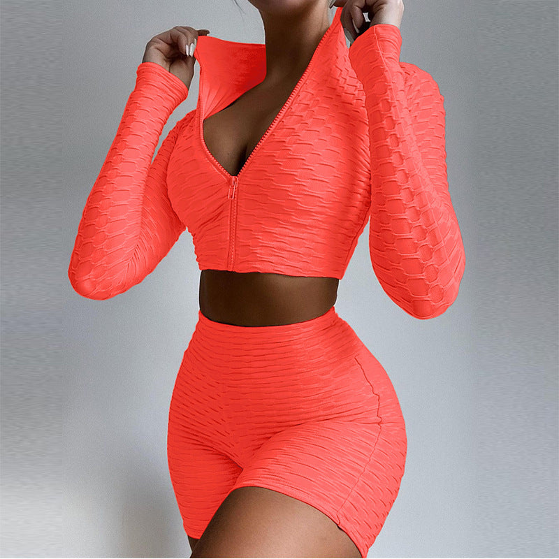 Summer Women Clothing Tight Fitting Solid Color Long Sleeve Casual Yoga Sports Suit for Women
