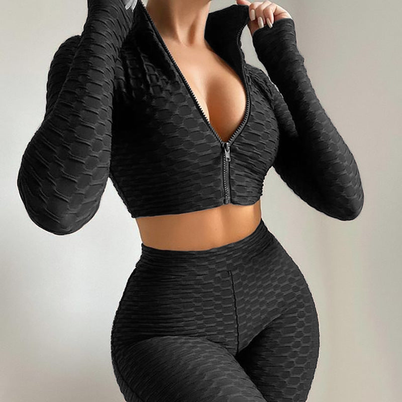 Summer Women Clothing Tight Fitting Solid Color Long Sleeve Casual Yoga Sports Suit for Women
